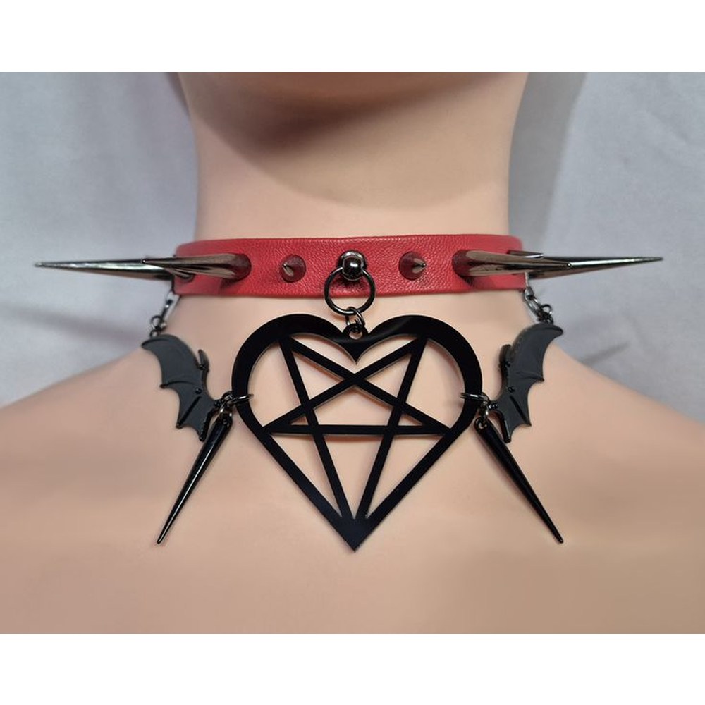NekoGirl Collars - Hexed in red handmade foulard - Rouge